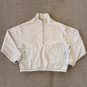 Vuori Aspen Half Zip Jacket Womens Large White Polartec Fleece Pockets VW599